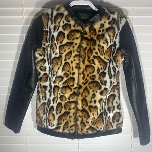 Donna Salyers' leopard print faux fur jacket/coat Size XS